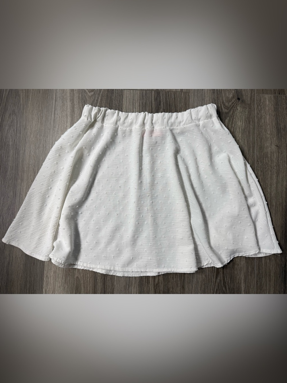 Rainbow White Swiss Dot Flowy Mini Skirt Elastic Waist Boho Fairy Cottagecore